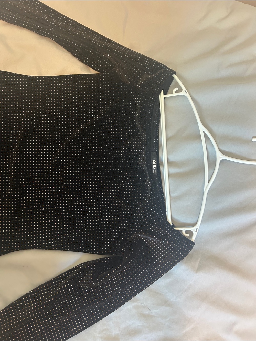 Black Off-Shoulder Rhinestone Bodycon Dress - Picture 3 of 8
